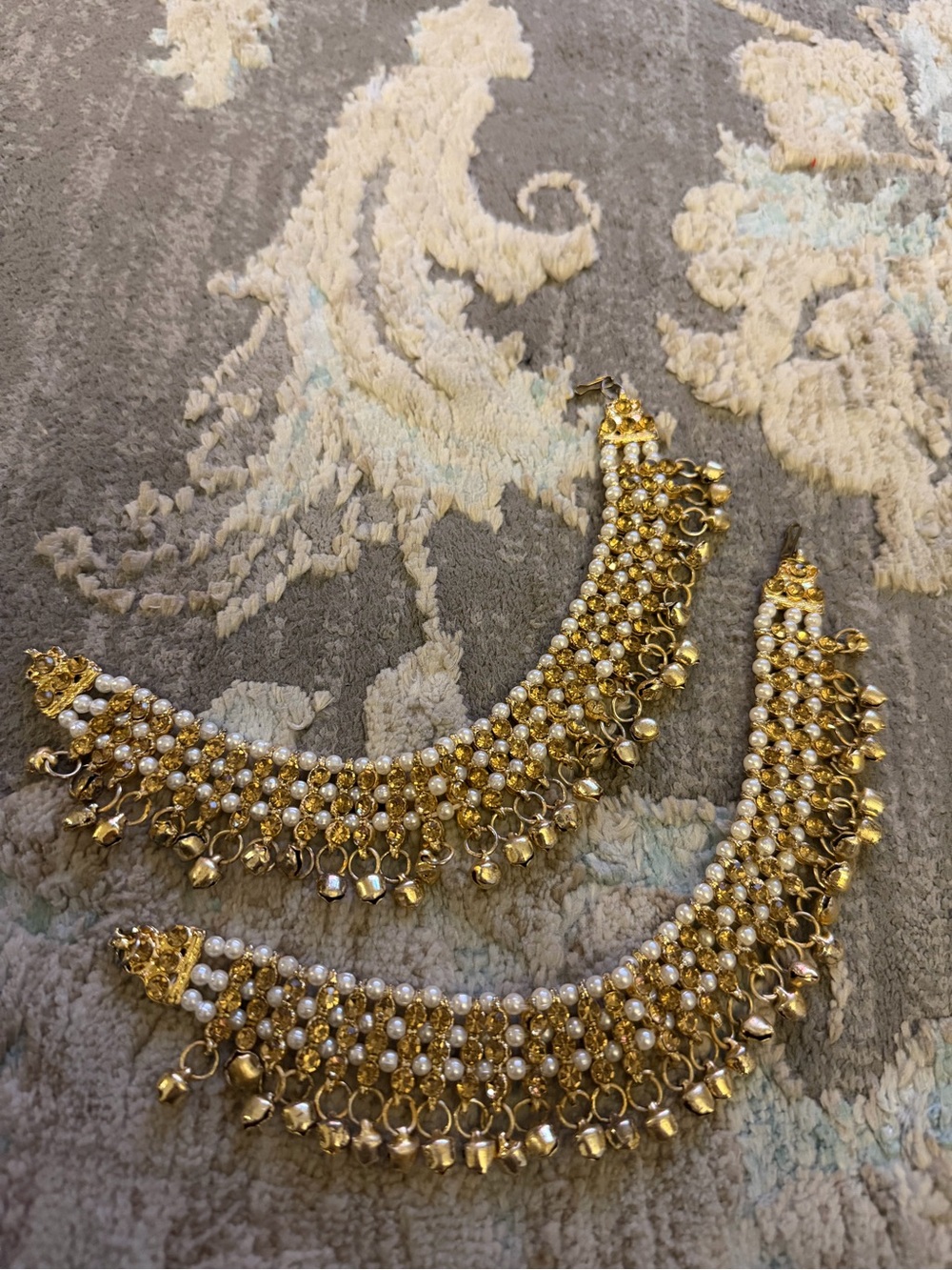 Gold Pearl Bridal Anklets - Women Jewelry